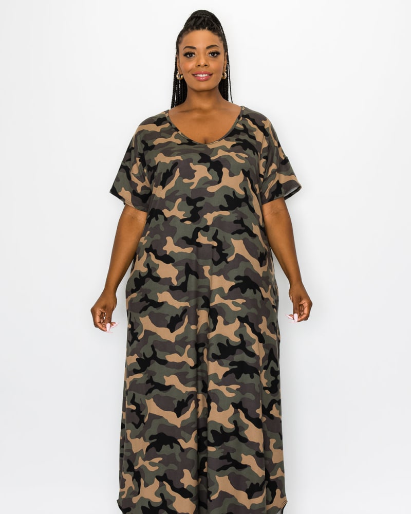 Plus size camouflage maxi dress best sale